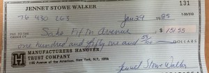 An old check from 1985...I wonder if Sak's got their money.
